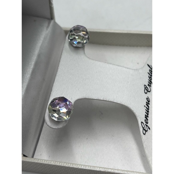 Swarovski SAL Vintage AB Crystal Disco Ball Stud 14k over 925 Earrings in Box - Picture 5 of 14